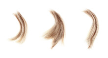 Blond Wavy Lock Of Hair Set On White Background Isolated Closeup, Cut Off Natural Blonde Hair Curl, Haircut, Hairstyle, Human Hair Texture, Clipping Hair, Hair Snip, Shearing, Hairdo, Coiffure, Barber