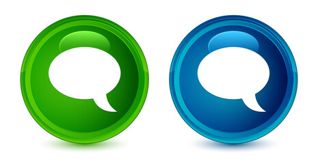 Wall Mural - Chat icon artistic shiny glossy blue and green round button set