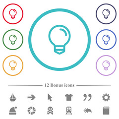 Poster - Light bulb flat color icons in circle shape outlines