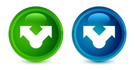 Share icon artistic shiny glossy blue and green round button set