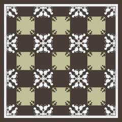 Poster - Design scarf with brown baroque elements. Vector illustration.