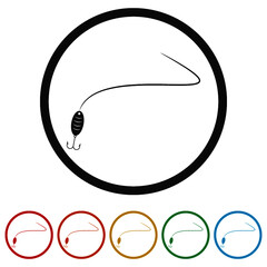 Sticker - Unique fishing logo template ring icon, color set