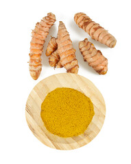 Sticker - tumeric root isolated on white background