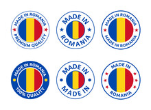 Made In Romania Labels Set, Product Emblem Of Romania