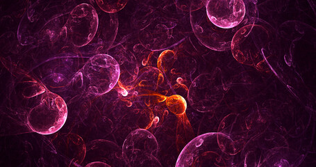 Poster - 3d rendering abstract red fractal light background