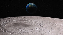 The Earth As Seen From The Surface Of The Moon - Elements Of This Image Furnished By NASA