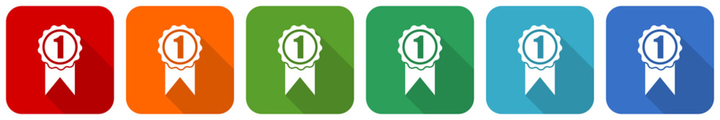 Aufkleber - Victory, first, winner icon set, flat design vector illustration in 6 colors options for webdesign and mobile applications