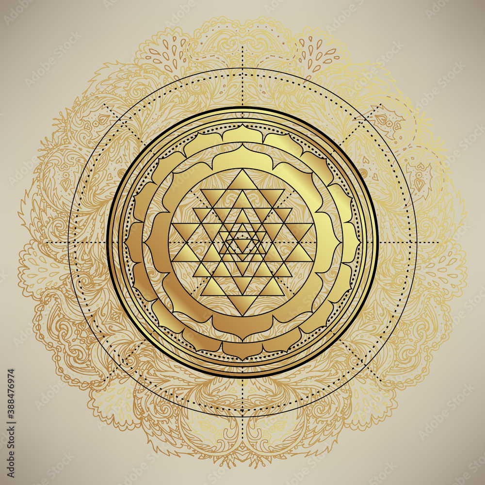 The Sri Yantra or Sri Chakra, form of mystical diagram, Shri Vidya ...