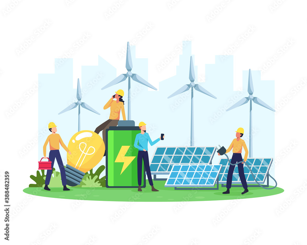 Vector illustration Renewable energy concept. Renewable electric power ...