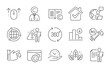 © blankstock - Globe, Job interview and Coronavirus vaccine line icons set. Decreasing graph, Organic tested and 360 degrees signs. Seo gear, Copyrighter and Swipe up symbols. Line icons set. Vector