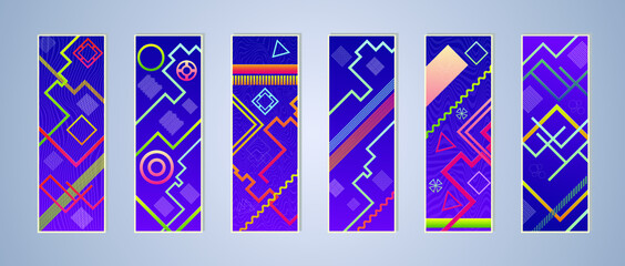 Fototapete - Set of modern abstract backgrounds with gradient linear waves. Simply geometric template for design