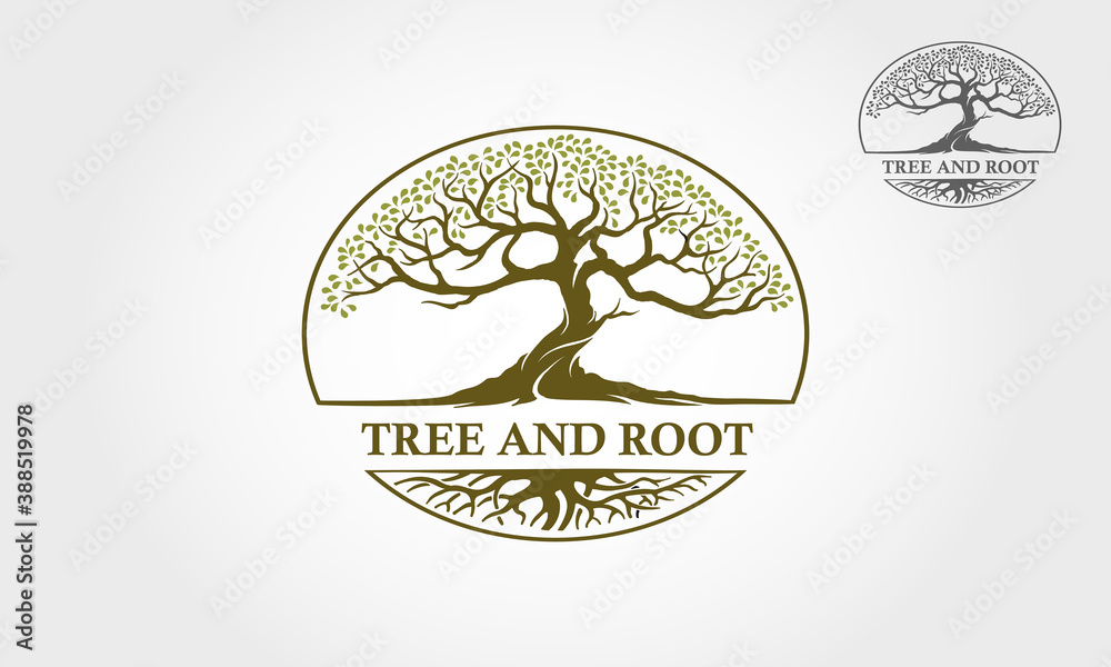 Tree And Root Vector Logo Illustration. Vector silhouette of a tree ...