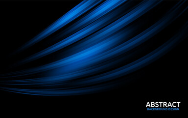 Poster - Modern black background with dynamic blue lights effects.