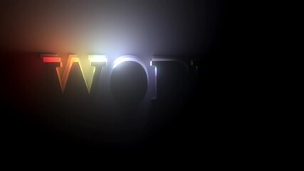 Poster - World word highlighted with different light from different sides. Bright colorful 3d render.