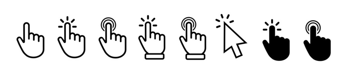 Fototapete - Computer mouse click cursor icon set. Cursor icon