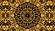 Abstract Symmetric Yellow Kaleidoscope Background Pattern With Furry Elements