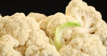 Close Up Shot Of Organic Raw Cauliflower Cabbage Rotating