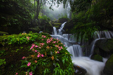 Beautiful Waterfall In Phu-Hin-Rong-Kla National Park  Pitsanulok Province, ThaiLand.