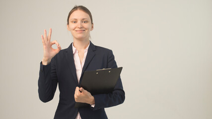 Canvas Print - beautiful business woman with clipboard