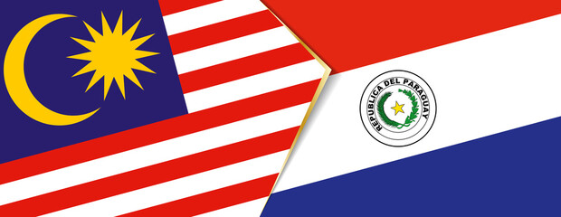 Malaysia and Paraguay flags, two vector flags.