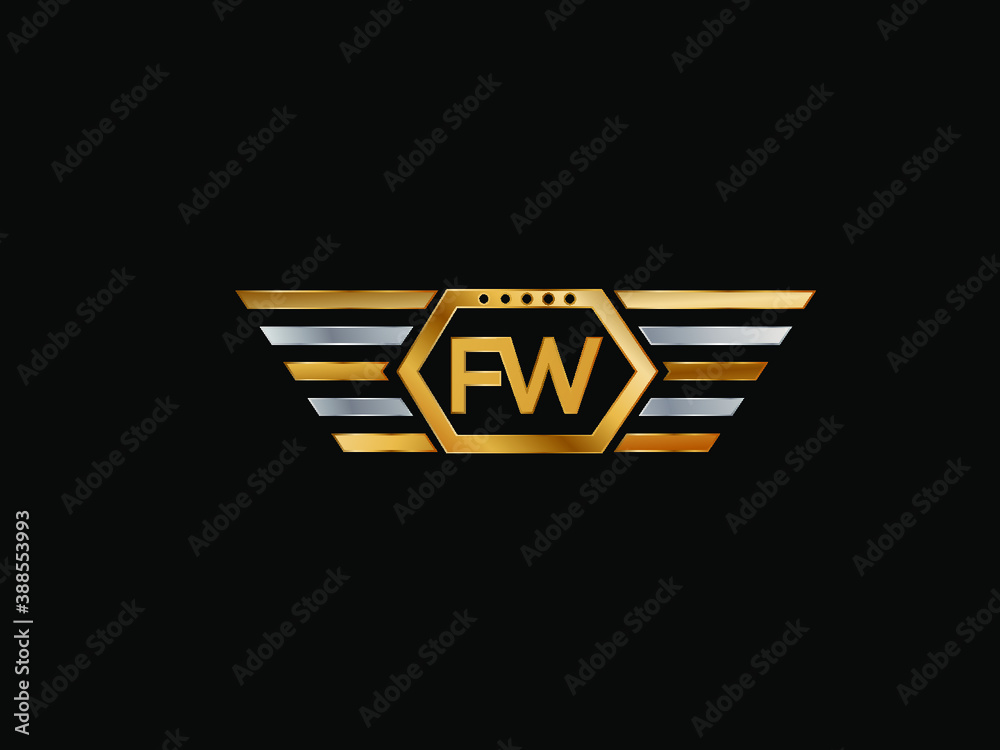 FW Letter Initial with Royal Template. elegant with wing logo vector ...