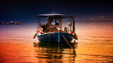 Fototapeta  - fishing boat at sunset