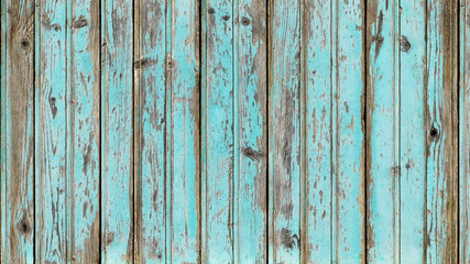 Weathered wood texture painted in turquoise color