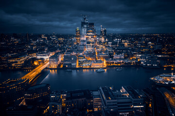 London city area skyline, UK