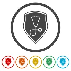 Wall Mural - Stethoscope logo concept of medical health ring icon, color set