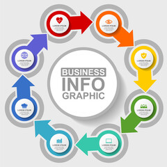 Poster - Infographic vector template for presentation, diagram, business and technology concept with 8 options