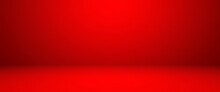Empty Red Color Studio Room Background, Can Use For Background And Product Display