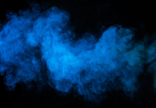 Fototapete - Blue smoke on black background