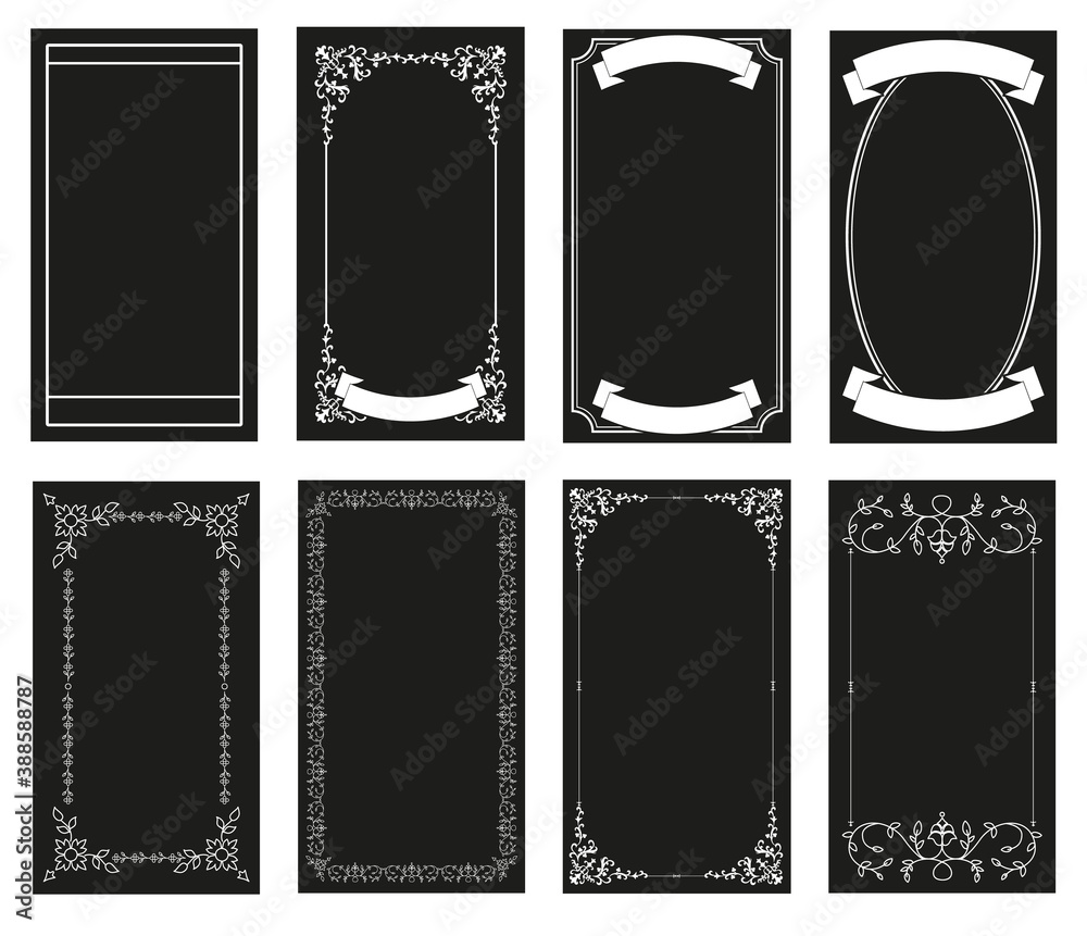 Ornamental retro style frames, banners for text and blank space for tarot cards, invitations, weddings, celebrations. - obrazy, fototapety, plakaty 