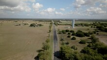 Flyover Of A Country Road In Western Texas Near Crawford Going On.