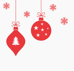 christmas balls red ornaments background.