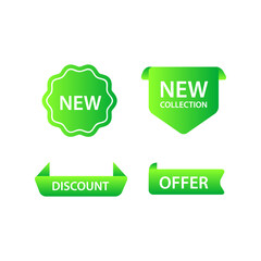 Poster - Set of different sale green ribbons icon design isolated on white background