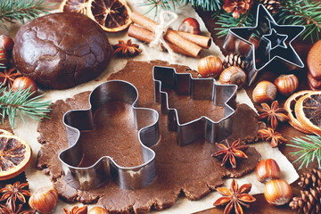 Wall Mural - Making gingerbread cookies for Christmas