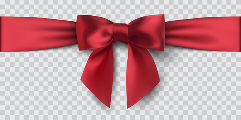 Wall Mural - red satin ribbon and bow, isolated, vector illustration