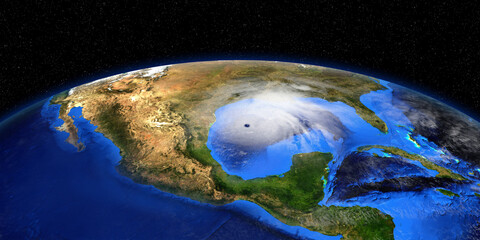 Hurricane Zeta shown from Space. Elements of this 3d rendering are furnished by NASA.