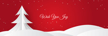 Red White Christmas Background Design Of Pine Tree And Snowflake With Snow Falling In The Winter Vector Illustration 
