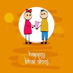 Sticker - illustration of elements of Hindu Festival Bhai Dooj Background