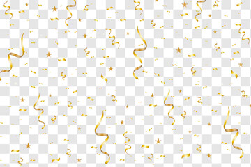 Wall Mural - celebration background with gold confetti. Gold glitter confetti flying vector background