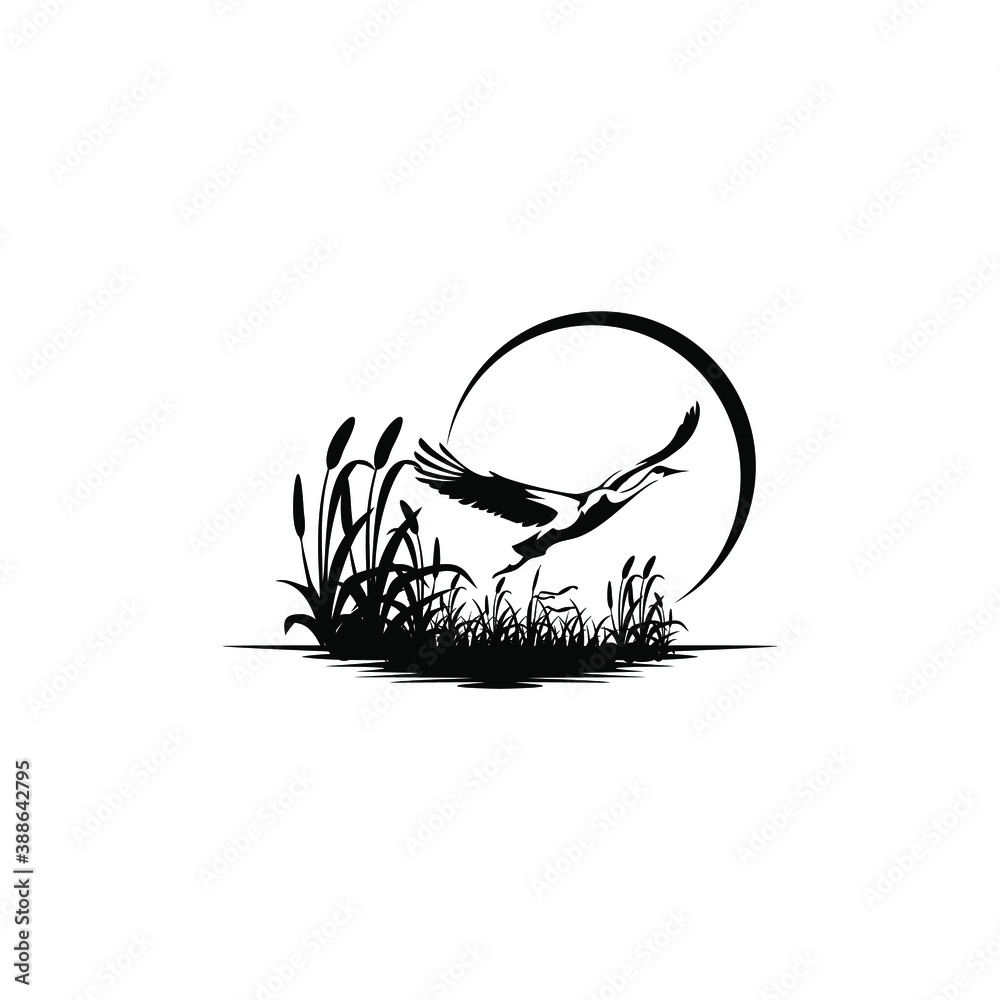 swamp logo with blue heron vector editable Stock Vector | Adobe Stock, image size:1000x1000