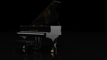 Black-Gold Grand Piano. 3D Illustration. 3D Illustration. 3D High Quality Rendering. 3D CG.