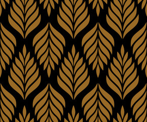  Vector geometric seamless pattern. Modern stylish floral background with leaves.