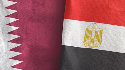 Wall Mural - Egypt and Qatar two flags textile cloth 3D rendering
