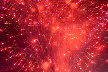 Happy New Year Red Fireworks Close Up Background