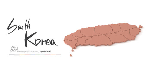 Wall Mural - jeju island map. 3d rendering map of south korea provinces.