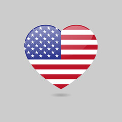 Sticker - Vector Glossy American Flag Heart