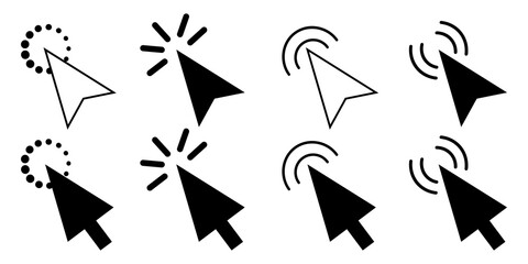 Aufkleber - Vector set of mouse cursors. Pointer icons on the monitor. Mouse click symbols in the form of arrows. Stock image. EPS 10
